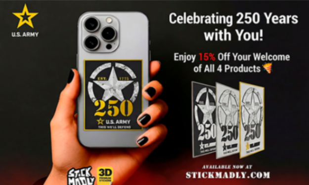 deal for Celebrate the U.S. Army's 250th Anniversary with our exclusive 4-piece sticker collection! Each high-quality 3" sticker honors the Army's strength and legacy. Claim yours now and show your pride!