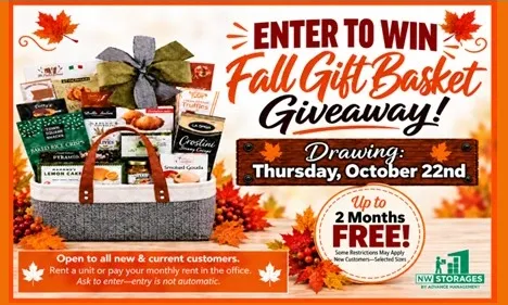 deal for 🎁 Visit our office to rent a storage unit or pay your monthly rent and enter our exciting giveaway! 

Don't miss out—stop by now and claim your chance to be our lucky winner! 🍀

📅 Winner drawn Thursday, October 22nd. 🏆 