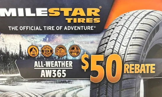 deal for Weatherguard Milestar Tire Rebate. Claim this offer today.