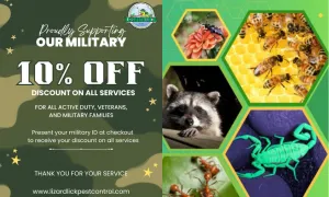 deal for 10% off discount on all services for active duty, veterans, and military families.