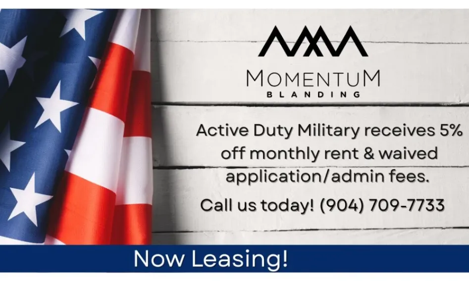 deal for Thank you for your service! Enjoy exclusive Military Discounts on stylish apartments at Momentum Blanding. Experience comfort and convenience tailored just for you. Don’t miss out—click "Claim" now to unlock your special savings!