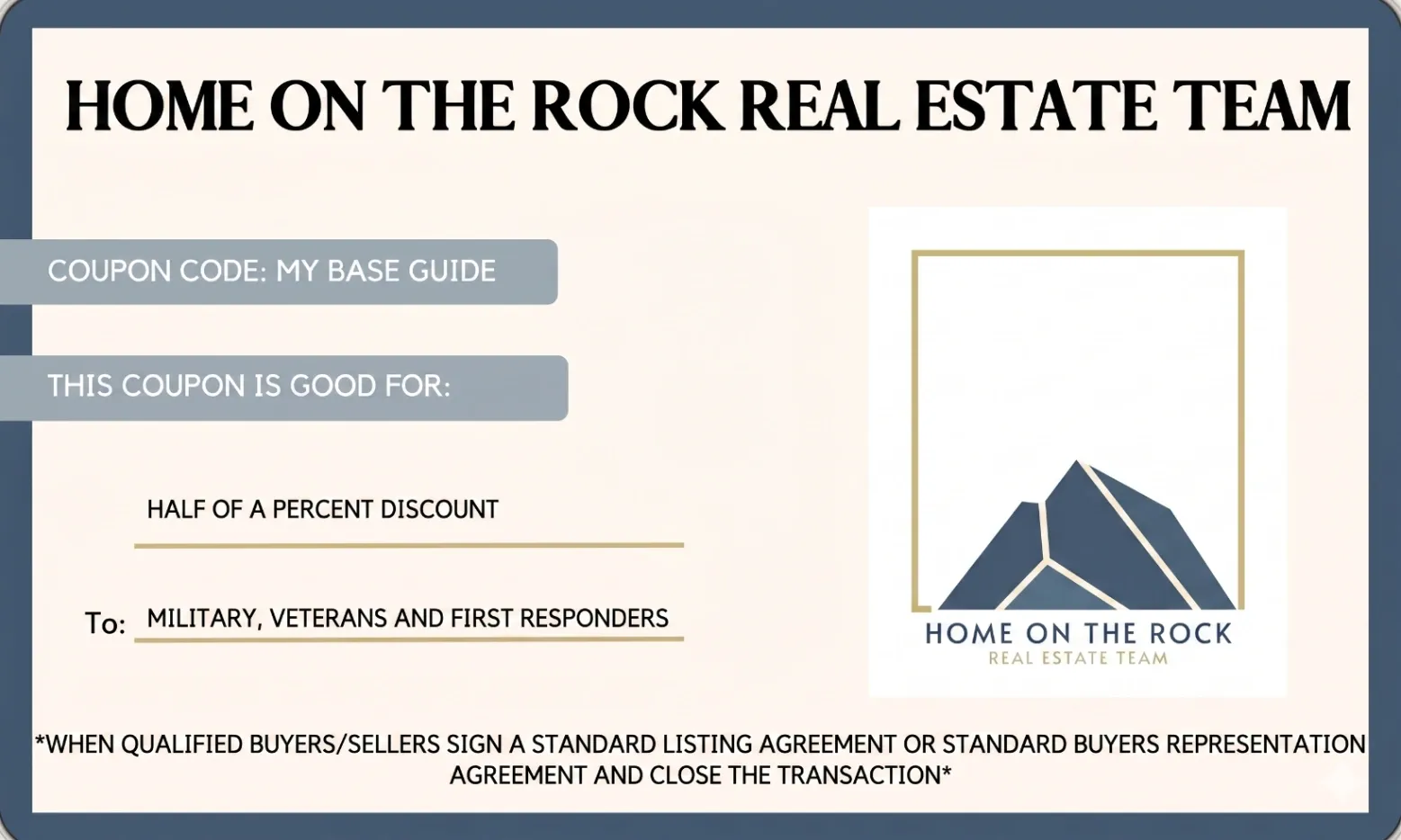 deal for Colleen Marquez, Realtor, MRP offers a special Military Discount for real estate services, providing dedicated support to military personnel in finding their dream home at exclusive discounted rates.