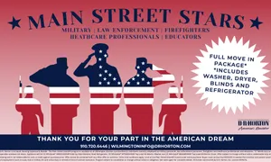 deal for Full move in package including washer, dryer, blinds, and refrigerator offered to military, law enforcement, firefighters, healthcare professionals and educators. Claim now!